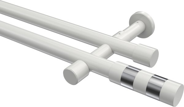Gardinenstange Metall 20 mm Ø 2-läufig PRESTIGE - Mavell Weiß (ohne Ringe) 100 cm