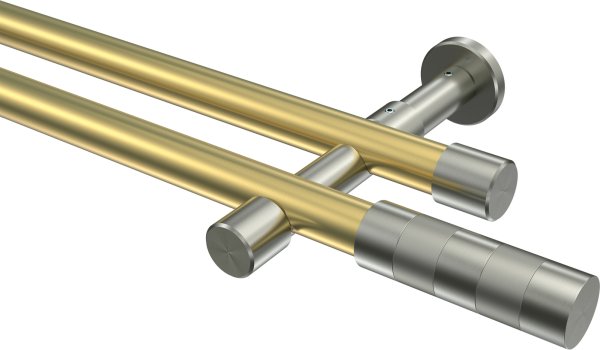 Gardinenstange Messing-Optik / Edelstahl-Optik 20 mm Ø 2-läufig PRESTIGE - Mavell (ohne Ringe)