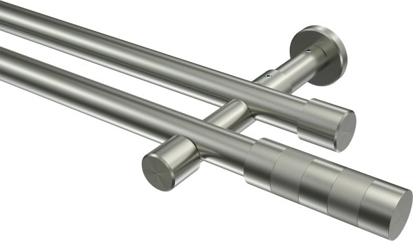 Gardinenstange Edelstahl-Optik 20 mm Ø 2-läufig PRESTIGE - Mavell (ohne Ringe) 100 cm