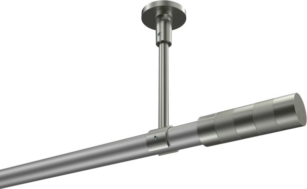 Gardinenstange Metall 20 mm Ø SONETTE - Mavell Silbergrau / Edelstahl-Optik (ohne Ringe) 100 cm