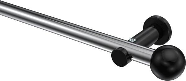 Gardinenstange Metall 20 mm Ø PLATON - Luino Chrom / Schwarz (ohne Ringe) 100 cm