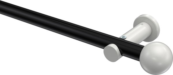 Gardinenstange Metall 20 mm Ø PLATON - Luino Schwarz / Weiß (ohne Ringe) 100 cm
