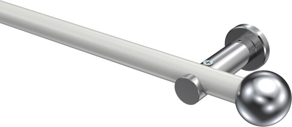 Gardinenstange Metall 20 mm Ø PLATON - Luino Weiß / Chrom (ohne Ringe) 100 cm
