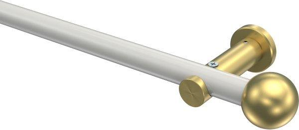 Gardinenstange Metall 20 mm Ø PLATON - Luino Weiß / Messing-Optik (ohne Ringe) 100 cm