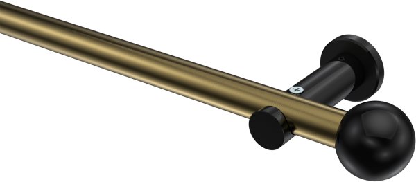 Gardinenstange Metall 20 mm Ø PLATON - Luino Messing Antik / Schwarz (ohne Ringe) 100 cm