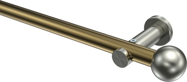 Gardinenstange Metall 20 mm Ø PLATON - Luino Messing Antik / Edelstahl-Optik (ohne Ringe) 100 cm