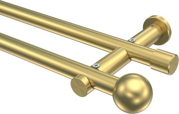 Gardinenstange Messing-Optik 20 mm Ø 2-läufig PLATON - Luino (ohne Ringe) 100 cm