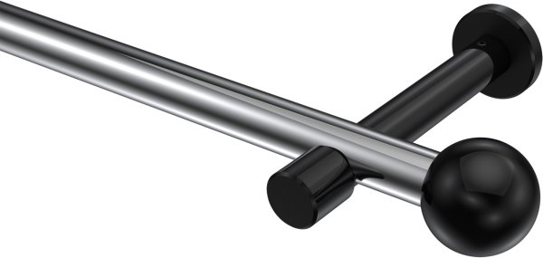 Gardinenstange Metall 20 mm Ø PRESTIGE - Luino Chrom / Schwarz (ohne Ringe) 100 cm