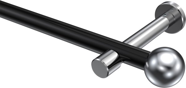 Gardinenstange Metall 20 mm Ø PRESTIGE - Luino Schwarz / Chrom (ohne Ringe) 100 cm