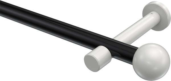 Gardinenstange Metall 20 mm Ø PRESTIGE - Luino Schwarz / Weiß (ohne Ringe) 100 cm