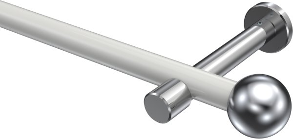 Gardinenstange Metall 20 mm Ø PRESTIGE - Luino Weiß / Chrom (ohne Ringe) 100 cm