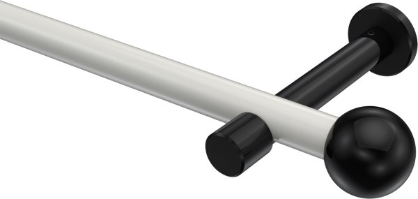 Gardinenstange Metall 20 mm Ø PRESTIGE - Luino Weiß / Schwarz (ohne Ringe) 100 cm