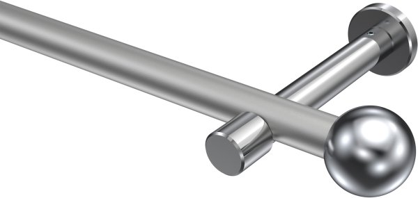 Gardinenstange Metall 20 mm Ø PRESTIGE - Luino Silbergrau / Chrom (ohne Ringe) 100 cm