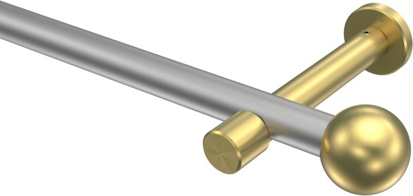 Gardinenstange Metall 20 mm Ø PRESTIGE - Luino Silbergrau / Messing-Optik (ohne Ringe) 100 cm