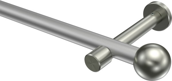 Gardinenstange Metall 20 mm Ø PRESTIGE - Luino Silbergrau / Edelstahl-Optik (ohne Ringe) 100 cm