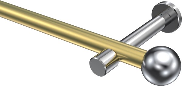 Gardinenstange Metall 20 mm Ø PRESTIGE - Luino Messing-Optik / Chrom (ohne Ringe) 100 cm