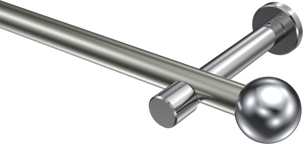 Gardinenstange Metall 20 mm Ø PRESTIGE - Luino Edelstahl-Optik / Chrom (ohne Ringe) 100 cm