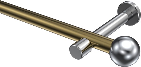Gardinenstange Metall 20 mm Ø PRESTIGE - Luino Messing Antik / Chrom (ohne Ringe) 100 cm