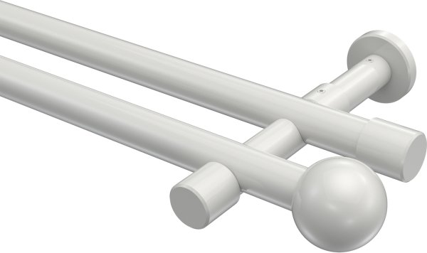 Gardinenstange Metall 20 mm Ø 2-läufig PRESTIGE - Luino Weiß (ohne Ringe) 100 cm