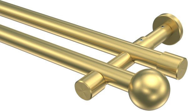 Gardinenstange Messing-Optik 20 mm Ø 2-läufig PRESTIGE - Luino (ohne Ringe) 100 cm