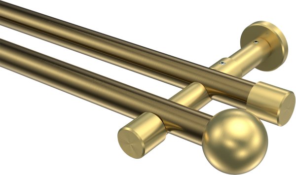 Gardinenstange Metall 20 mm Ø 2-läufig PRESTIGE - Luino Messing Antik / Messing-Optik (ohne Ringe) 100 cm