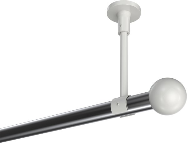 Gardinenstange Metall 20 mm Ø SONETTE - Luino Chrom / Weiß (ohne Ringe) 100 cm