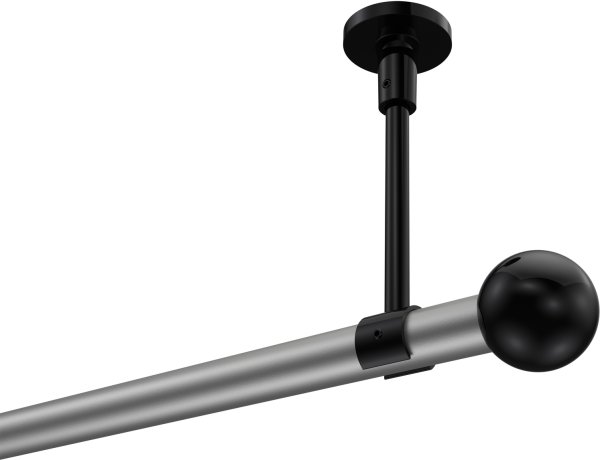 Gardinenstange Metall 20 mm Ø SONETTE - Luino Silbergrau / Schwarz (ohne Ringe) 100 cm