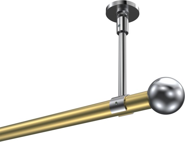 Gardinenstange Metall 20 mm Ø SONETTE - Luino Messing-Optik / Chrom (ohne Ringe) 100 cm