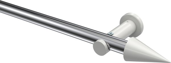 Gardinenstange Metall 20 mm Ø PLATON - Savio Chrom / Weiß (ohne Ringe) 100 cm