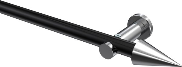 Gardinenstange Metall 20 mm Ø PLATON - Savio Schwarz / Chrom (ohne Ringe) 100 cm