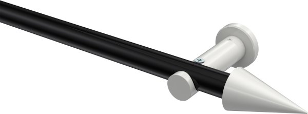 Gardinenstange Metall 20 mm Ø PLATON - Savio Schwarz / Weiß (ohne Ringe) 100 cm