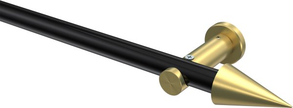 Gardinenstange Metall 20 mm Ø PLATON - Savio Schwarz / Messing-Optik (ohne Ringe) 100 cm