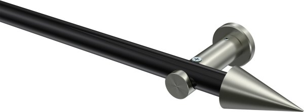 Gardinenstange Metall 20 mm Ø PLATON - Savio Schwarz / Edelstahl-Optik (ohne Ringe) 100 cm