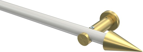 Gardinenstange Metall 20 mm Ø PLATON - Savio Weiß / Messing-Optik (ohne Ringe) 100 cm