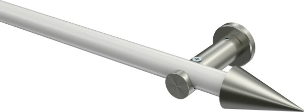 Gardinenstange Metall 20 mm Ø PLATON - Savio Weiß / Edelstahl-Optik (ohne Ringe) 100 cm