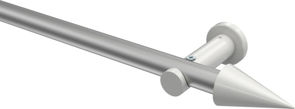 Gardinenstange Metall 20 mm Ø PLATON - Savio Silbergrau / Weiß (ohne Ringe) 100 cm