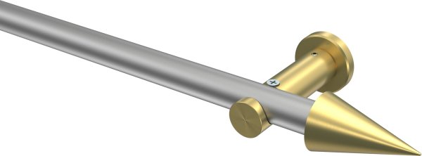 Gardinenstange Metall 20 mm Ø PLATON - Savio Silbergrau / Messing-Optik (ohne Ringe) 100 cm