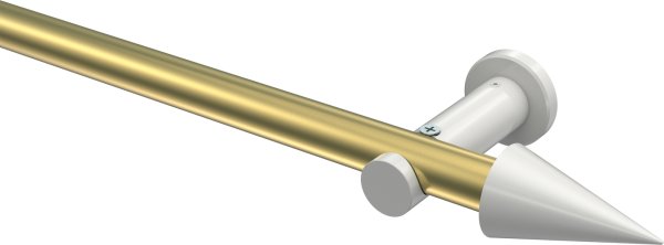 Gardinenstange Metall 20 mm Ø PLATON - Savio Messing-Optik / Weiß (ohne Ringe) 100 cm