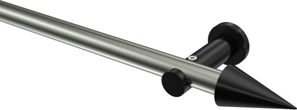Gardinenstange Metall 20 mm Ø PLATON - Savio Edelstahl-Optik / Schwarz (ohne Ringe) 100 cm