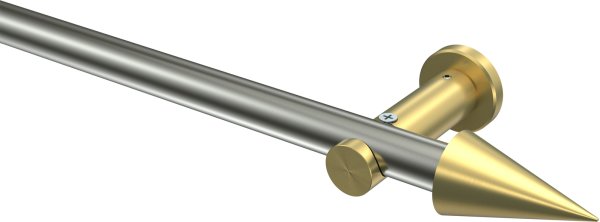 Gardinenstange Edelstahl-Optik / Messing-Optik 20 mm Ø PLATON - Savio (ohne Ringe) 100 cm