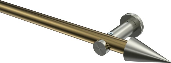 Gardinenstange Metall 20 mm Ø PLATON - Savio Messing Antik / Edelstahl-Optik (ohne Ringe) 100 cm