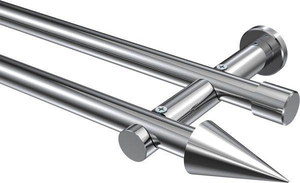 Gardinenstange Metall 20 mm Ø 2-läufig PLATON - Savio Chrom (ohne Ringe) 100 cm