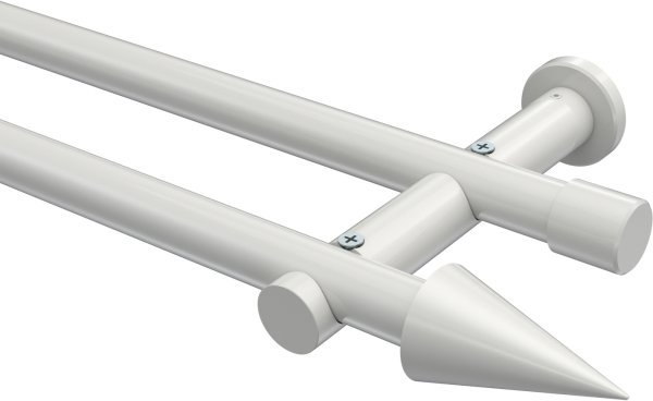 Gardinenstange Metall 20 mm Ø 2-läufig PLATON - Savio Weiß (ohne Ringe) 100 cm