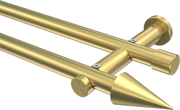 Gardinenstange Messing-Optik 20 mm Ø 2-läufig PLATON - Savio (ohne Ringe) 100 cm