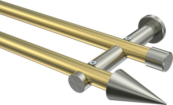 Gardinenstange Messing-Optik / Edelstahl-Optik 20 mm Ø 2-läufig PLATON - Savio (ohne Ringe)