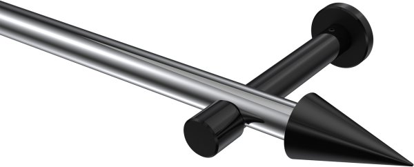 Gardinenstange Metall 20 mm Ø PRESTIGE - Savio Chrom / Schwarz (ohne Ringe) 100 cm