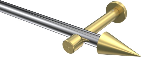 Gardinenstange Metall 20 mm Ø PRESTIGE - Savio Chrom / Messing-Optik (ohne Ringe) 100 cm