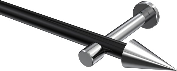 Gardinenstange Metall 20 mm Ø PRESTIGE - Savio Schwarz / Chrom (ohne Ringe) 100 cm