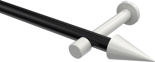 Gardinenstange Metall 20 mm Ø PRESTIGE - Savio Schwarz / Weiß (ohne Ringe) 100 cm