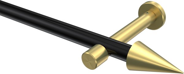 Gardinenstange Metall 20 mm Ø PRESTIGE - Savio Schwarz / Messing-Optik (ohne Ringe) 100 cm